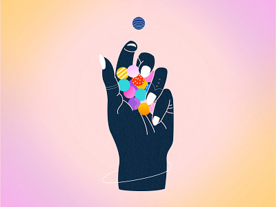 Playing Marbles art color drawing gradient hands illustration whimsical