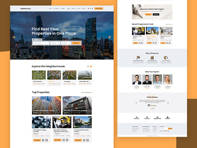 ReallHomes Real Estate Property Agency agency apartment architecture booking branding building business flat hotel house landing page lease line real estate realtor rent typography ui ux web design yellow