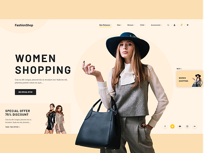 Fashion eCommerce Shop adobe adobexd clean design ecommence fashion grid header influencer interface landing minimal photo product page shop typography ui ux web website