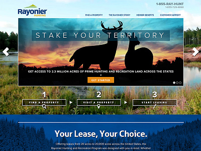 Rayonier Hunting homepage design html5 hunting responsive video webdesign