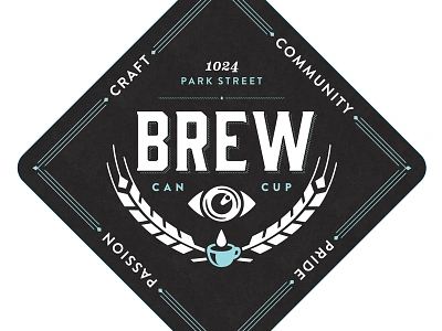 Coaster for BREW: Five Points beer branding brewery coaster identity logo masonic print