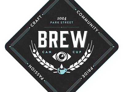 Coaster for BREW: Five Points beer branding brewery coaster identity logo masonic print