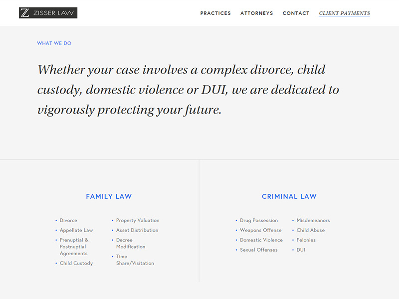 Zisser Law What We Do Section by Station Four on Dribbble