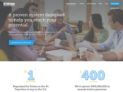 Brightway Difference Homepage franchise homepage insurance ui