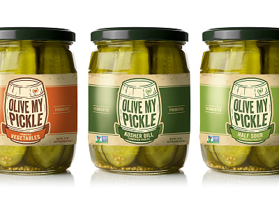 Olive My Pickle Labels branding label logo olive packaging pickle