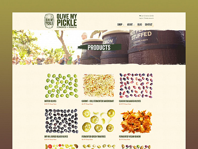 Olive My Pickle Products Page branding design olive pickle products web web design website