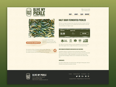 Olive My Pickle Individual Product Page branding design olive pickle product web web design website