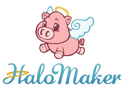 Halomaker - Concept 1 angel brand concept halo illustration logo pig sketch wings