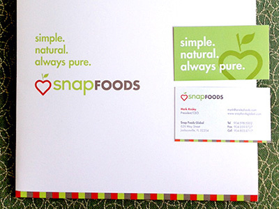 Snap Foods - collateral brand business card folder print