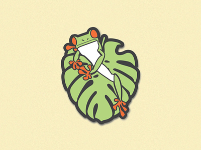Tropical Frog Pin branding design flat icon illustration ui vector