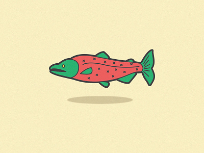 Salmon Pin branding design flat icon illustration logo vector