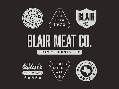 Blair Meat Co. badge branding chainsaw identity industrial texas typography vintage