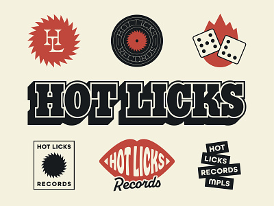 Hot Licks badge branding identity illustration minneapolis records retro typography vintage vinyl