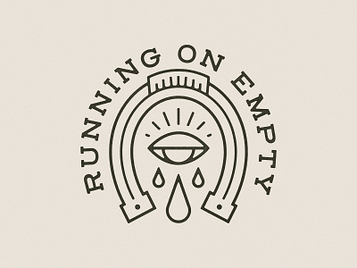 Running On Empty badge handdrawn illustration typography vintage
