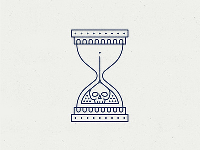 Stealing Time From Death handdrawn hourglass illustration monoline skull