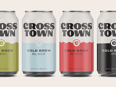 Crosstown Cold Brew branding cans coffee coldbrew identity logo logotype packaging typography