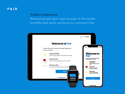 Pair App — UI Overview app babysitting mobile first multi device scheduling ui