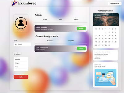 ExamForce : Website Design Dashboard