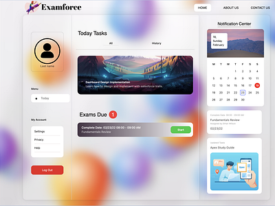 ExamForce : Website Design Dashboard Landing Page