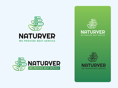 Naturver logo brand brand design brand identity brandidentity branding design green logo hosting logo illustration logo natural logo naturver server logo toufik hasan vector