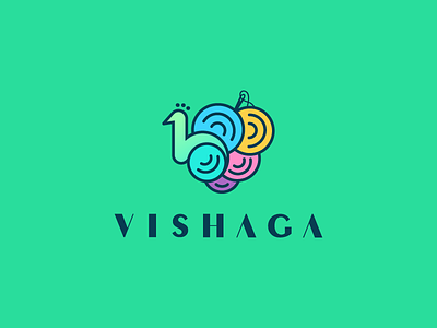 Vishaga Branding artwork branding design illustration logo peacock symbol thread buddle threads vector