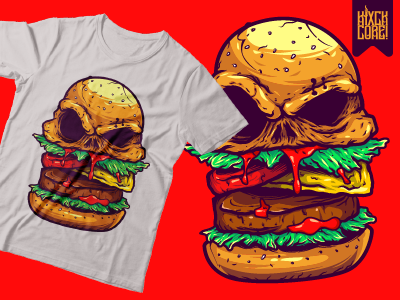 monster burger t-shirt design apparel artwork burger clothing design illustration monster t shirt vector