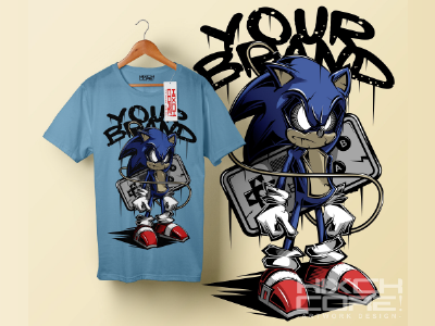 Sonic t-shirt design apparel artwork clothing illustration kixckcore sale sonic t shirt tees vector