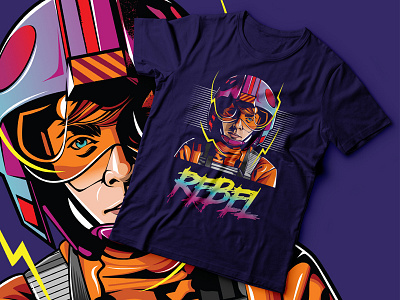 Luke skywalker t-shirt design apparel artwork cloth illustration luke skywalker retrowaves star wars tees tshirt design