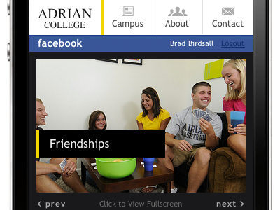 Adrian College Mobile facebook fontface mobile slider