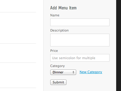 Build a menu form grey input ui white