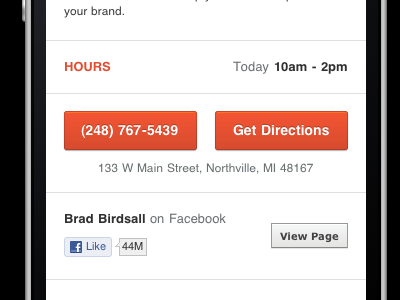 Hyper-local UI button facebook local mobile mobile web orange ui