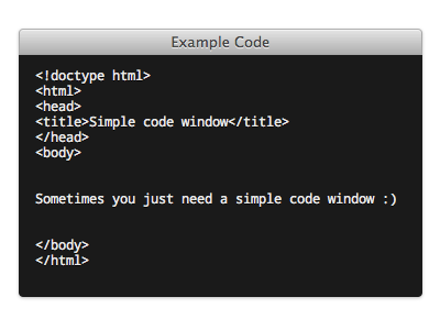 CSS Code Window code css window