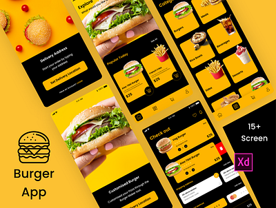 Burger App app burger app fast food food app graphics design illustrator design mobile app design photoshop design sketchapp ui design ux design xd design