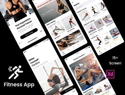 Fitness App body fit fitness app graphics design gym app illustrator design mobile app design photoshop design sketchapp ui design ux design xd design yoga