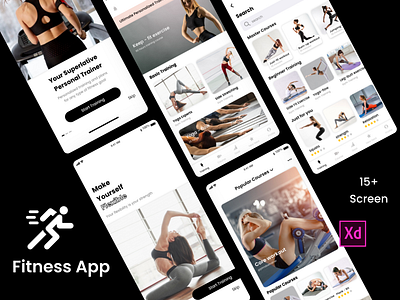 Fitness App body fit fitness app graphics design gym app illustrator design mobile app design photoshop design sketchapp ui design ux design xd design yoga