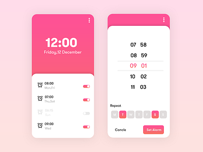 Alarm Clock alarm app alarm clock clock date photoshop design time ui ux design xd design