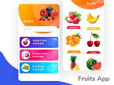 Fruits app fruits fruits app fruits store mobile screen online fruits orders photoshop design ui design ux design xd design