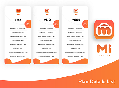 Plan Details list catalogs plan photoshop design plan details list price price plan list ui design ux design xd design