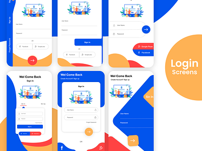 Login screens colorful colors illustrator login login design login page login screen mobile ui photoshop design shapes sign in sign in page xd design