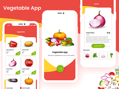 Vegetable App e commerce app graphics design illustrator design mobile app online shop photoshop design sketchapp ui design ux desgin vegetable vegetable app xd design