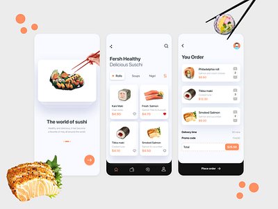 Redesign Sushi Mobile App UX-UI app app design category app design design app design uiux home screen landing page mobile design ui