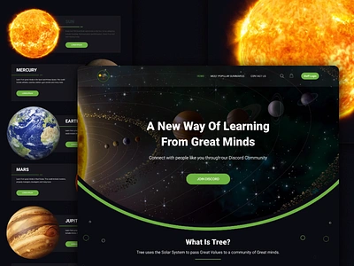 A New Way of Learning from Great Minds 3d earth graphic design homepage jpiter landing page mars mercury motion graphics neptune saturn sun ui uranus ux web web design website website design