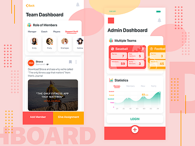 Team and Admin Dashboard UI