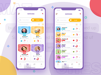 Spiritual Design For Dating Matches App app app design category app category page dating app feed app home screen list user matches mobile mobile design mockup onboarding profile segments