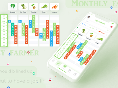 Farmer's Monthly Schedule Application app design category app dashboard app design uiux farmer feed app logo mobile design onboarding schedule selection vegetables