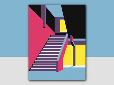 Stairs architecture design illustration poster poster art retro stairs vector vector art vector illustration visual art visual design