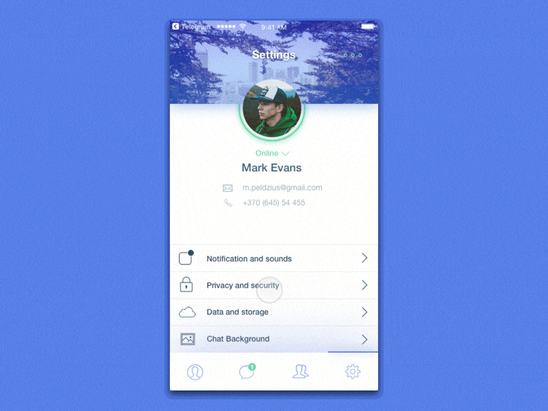 Download Telegram redesign by Mantas Peldzius on Dribbble