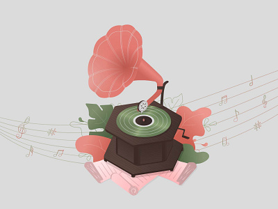 Gramophone design gramophone illustration isometry music ui vector