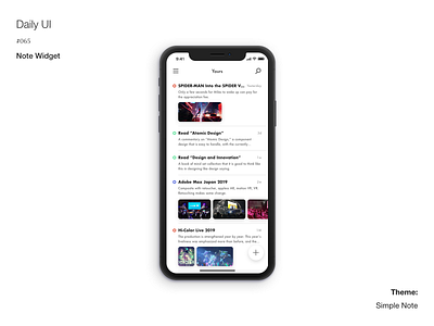 Daily UI #065 Note Widget adobexd dailyui