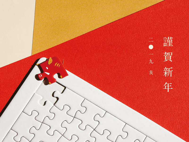 Puzzle Boar-A New Year card visual designer design illustration graphic